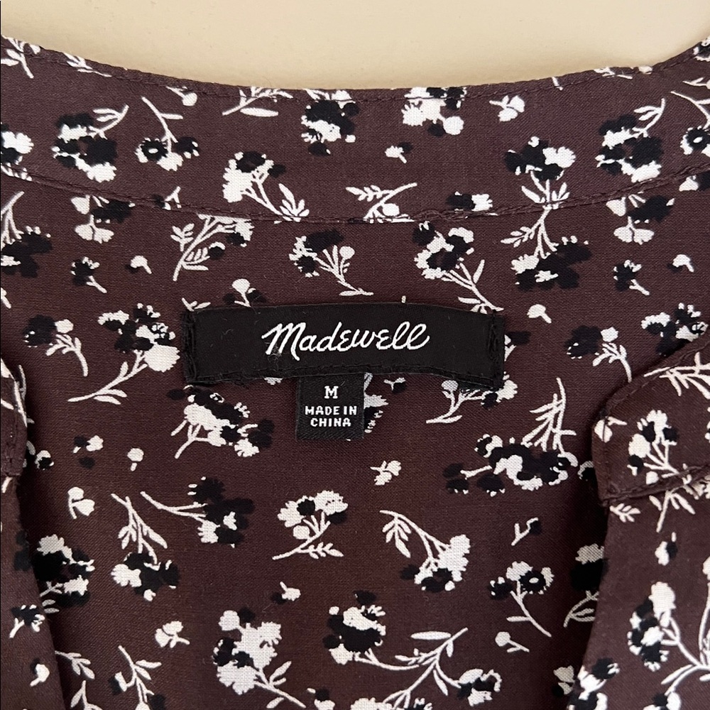 Madewell Women’s V-Neck Long Sleeve Top Dark Caron Size Medium - Picture 10 of 12